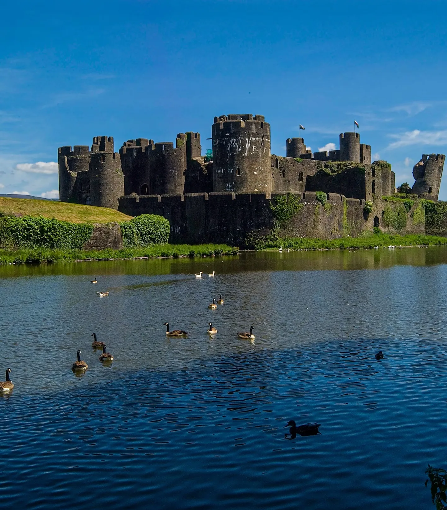 Caerphilly Castle and its moat